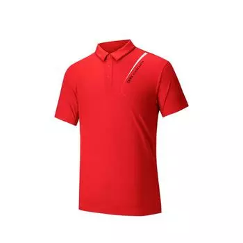 Anta Comfortable Simple Letter Print Versatile Breathable Short Sleeve Polo Shirt Men tops Classic-Red 152527137-2 L