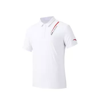 Anta Comfortable Simple Letter Print Versatile Breathable Short Sleeve Polo Shirt Men tops Pure-White 152527137-1 L