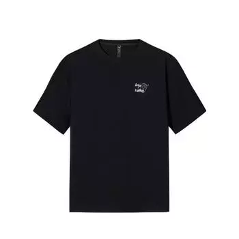 Anta Comfortable Simple Letter Print Versatile Loose Round Neck Pullover Short Sleeve T-Shirt Men Tops Basic-Black 152537137-1 L