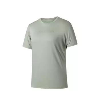 Anta Comfortable Simple Letter Round Neck Pullover Versatile Short Sleeve T-Shirt Men Tops Camellia-Green 152520136-3 S