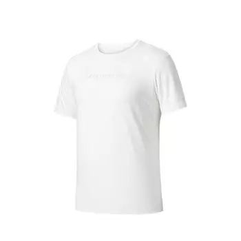 Anta Comfortable Simple Letter Round Neck Pullover Versatile Short Sleeve T-Shirt Men Tops Paper-White 152520136-1 S