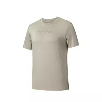 Anta Comfortable Simple Letter Round Neck Pullover Versatile Short Sleeve T-Shirt Men Tops Mallow-Gray 152520136-2 M