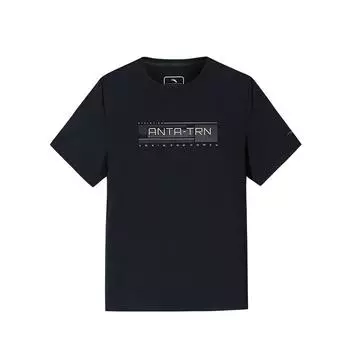 Anta Comfortable Simple Letter Versatile Casual Breathable Sports Short Sleeve T-Shirt Men Tops Basic-Black 152537112-3 M
