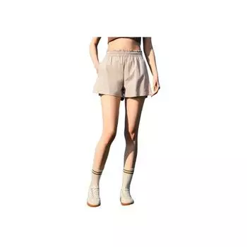 Anta Comfortable Simple Loose Lightweight Solid Color Mid Waist Versatile Five Point Casual Shorts Women shorts Light-Khaki 962527508-2 S