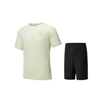 Anta Comfortable Simple Round Neck Breathable Versatile Solid Color Short Pants Casual Sports Suit Men tops 952525203-1 M