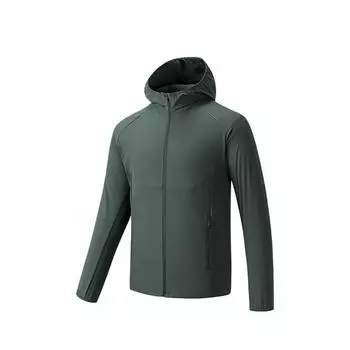 Anta Comfortable Simple Solid Color Slim Fit Versatile Hooded Zipper Jacket Men Jackets Expedition-Green 152525603-2 L