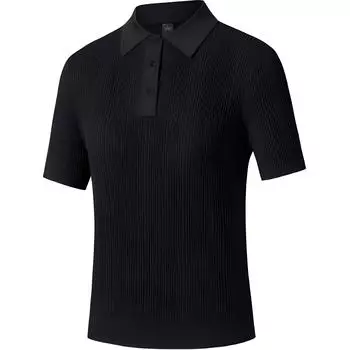Anta Comfortable Simple Solid Color Slim Fit Versatile Short Sleeve Polo Shirt Women tops Basic-Black 162520104-2 M