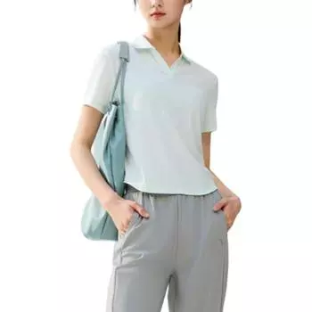 Anta Comfortable Simple Solid Color Slim Fit Sports Polo Shirt Women tops Sunrise-Green 962527109-4 XS