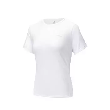 Anta Comfortable Simple Sports Versatile Solid Color Round Neck Pullover Short Sleeve T-Shirt Women Tops Pure-White 162535109-2 S