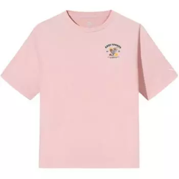 Anta Comfortable Simple Versatile Casual Round Neck Loose Drop Shoulder Short Sleeve T-Shirt Women Tops Watermelon-Pink 162538112-4 S