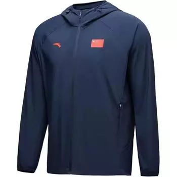 Anta Comfortable Simple Versatile Hooded Sports Windbreaker Men Outerwear Midnight-Blue 452430108-3 M