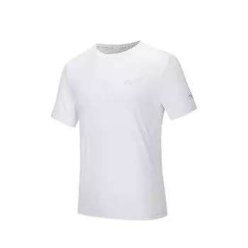 Anta Comfortable Simple Versatile Letter Round Neck Pullover Breathable Short Sleeve T-Shirt Men Tops Pure-White 152525117-7 XL