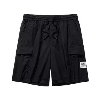 Anta Comfortable Simple Versatile Loose Letter Mid-Rise Drawstring Casual Shorts Men shorts Basic-Black 152528506-2 M