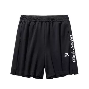 Anta Comfortable Simple Versatile Loose Letter Mid Waist Casual Shorts Women shorts Basic-Black 162528301-1 L