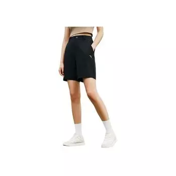 Anta Comfortable Simple Versatile Loose Mid-Waist Solid Color Zipper Casual Shorts Women shorts Black 962527510-3 XS