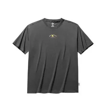 Anta Comfortable Simple Versatile Round Neck Letter Print Breathable Short Sleeve T-Shirt Unisex Tops Castle-Gray 172538114-5 S