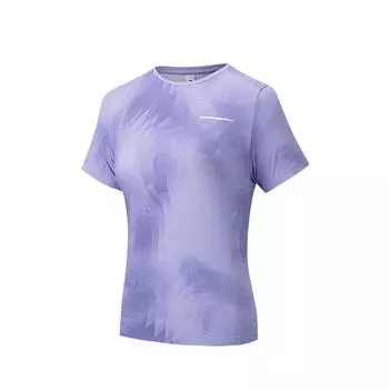 Anta Comfortable Simple Versatile Round Neck Sports Breathable Short Sleeve T-Shirt Women Tops Twilight-Purple Printed 162525108-2 M