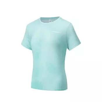 Anta Comfortable Simple Versatile Round Neck Sports Breathable Short Sleeve T-Shirt Women Tops Star-Ring-Blue Printed 162525108-1 M