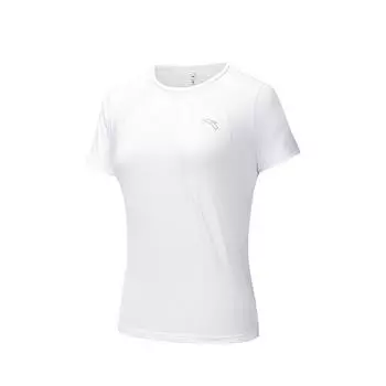 Anta Comfortable Simple Versatile Solid Color Round Neck Breathable Sports Short Sleeve T-Shirt Women Tops Pure-White 162535105-2 M