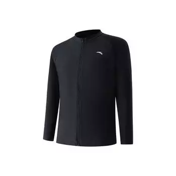 Anta Comfortable Simple Versatile Zipper Round Neck Elastic Breathable Long Sleeve Swimwear Men swimwear Black 9825332435-1 M