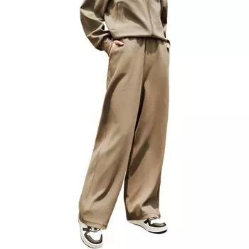 Anta Comfortable Solid Color Simple Straight Leg Elastic Waist Long Pants Women bottoms Tamarind-Gray 962437303-1 L