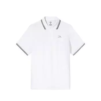 Anta Comfortable Versatile Breathable Casual Simple Striped Short Sleeve Polo Shirt Men tops Snow-White 152528145-1 XL