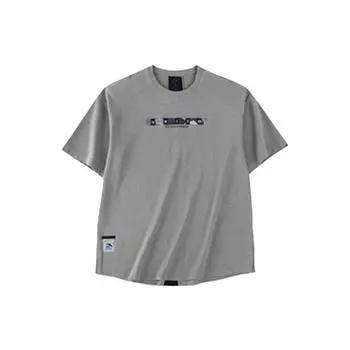 Anta Comprehensive Training Series Letter Print Round Neck Pullover Short Sleeve T Shirt Men Tops Gray 152327136-2 L