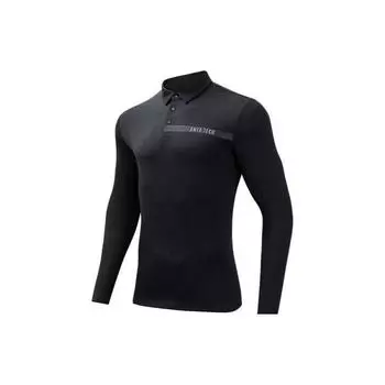 Anta Comprehensive Training Series Letter Pullover Long Sleeve Polo Shirt Men Polo Shirts Basic-Black 152347409-3 M
