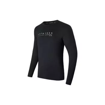 Anta Comprehensive Training Series Letter Round Neck Pullover Long Sleeve T-Shirt Men Tops Basic-Black 152217406-2 L