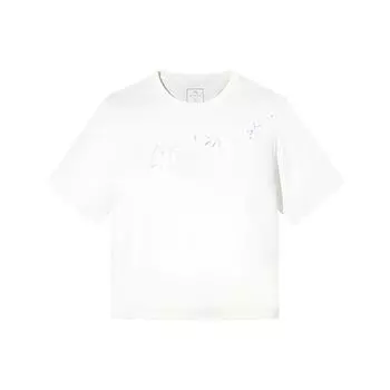 Anta Comprehensive Training Series Letter Round Neck Breathable Versatile Loose Short Sleeve T-Shirt Women T-Shirts Paper-White 162527120-1 S