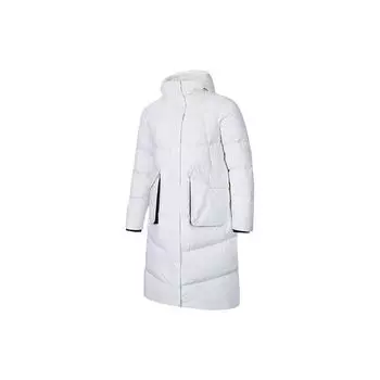 Anta Comprehensive Training Series Solid Color Zipper Hooded Mid-Length Down Jacket Women Outerwear Paper-White 162417903-1 2XL