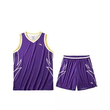 Anta CUBAL League Equipment V-образный вырез дышащий быстросохнущий безрукавный топ полосатые свободные шорты баскетбольный комплект мужской баскетбольный комплект 152431212-8 S
