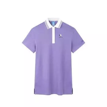 Anta Цветные блоки Удобное универсальное дышащее свободное платье с коротким рукавом Женские платья Кристалл-фиолетовый 962428205-1 S