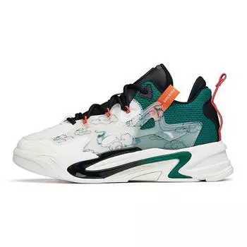 Anta Детская обувь с толстой подошвой, нескользящая, амортизирующая, износостойкая, повседневная, детские кроссовки, белые, зеленые 312218081-4 39