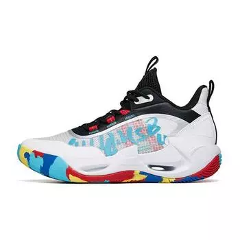 Anta Детские баскетбольные кроссовки с высоким верхом, противоскользящие, амортизирующие, износостойкие, детские кроссовки белого и черного цвета 312221111-1 39