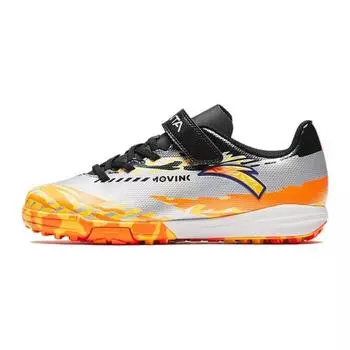 Anta Детские футбольные бутсы с круглым носком на липучке, удобные, износостойкие, амортизирующие, низкие, детские футбольные бутсы серебристо-желтые, черные 312342201-2 37