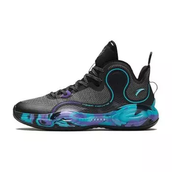 Anta Детские кроссовки для баскетбола с высоким верхом, амортизирующие, износостойкие, с круглым носком, T12331190R-4, детские баскетбольные кроссовки, черно-сине-фиолетовые 37