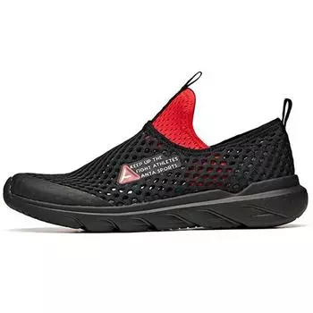 Anta Детские кроссовки Slip-On, нескользящие, дышащие, легкие, амортизирующие, с низким верхом, детские кроссовки для бега, черные, красные A312125555-2 34