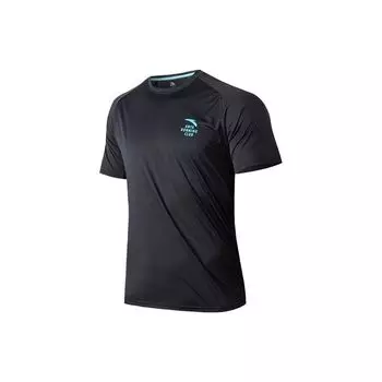 Anta Дышащая быстросохнущая облегающая футболка прямого кроя с круглым вырезом и короткими рукавами, мужские топы, черные 952225107-6 S