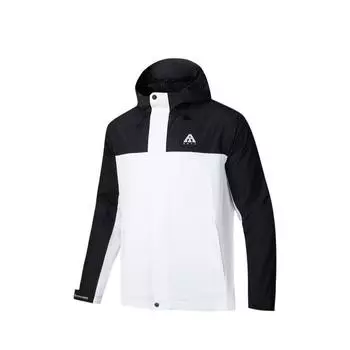 Anta Earth Shell 2.0 Windproof Waterproof Breathable Outdoor Hooded Jacket Men Jacket Black White 952437617-8 XL
