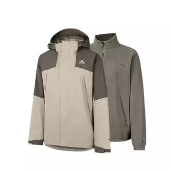 Anta Earth Shell 3-в-1 Hard Shell куртка с капюшоном и длинными рукавами на молнии женская куртка темно-зеленый телесный-хаки 962447601-1 XS