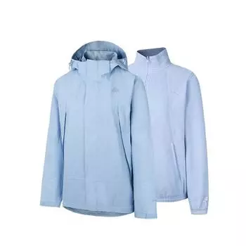 Anta Earth Shell Three-In-One Hard Shell Hooded Solid Color Long Sleeve Jacket Women Jacket Sky-Blue Cloud-Blue 962447601-4 XL