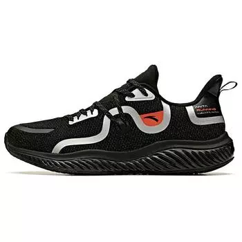 Anta Elastic Rubber Sports Low-Top Running Shoes Men Sneakers Black Silver 11945501-1 39