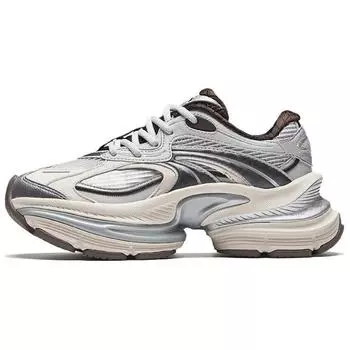 Anta Fabric Synthetic Leather Fuyiao 2 Edition Retro Trend Non-Slip Wear-Resistant Low-Top Casual Shoes Women sneaker Gray Silver 122448899-3 38