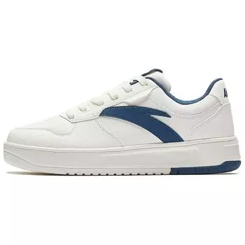 Anta Fabric Synthetic Leather Trendy Versatile Non-Slip Shock Absorption Low-Top Skate Shoes Men Sneakers White Blue 112438016R-2 40