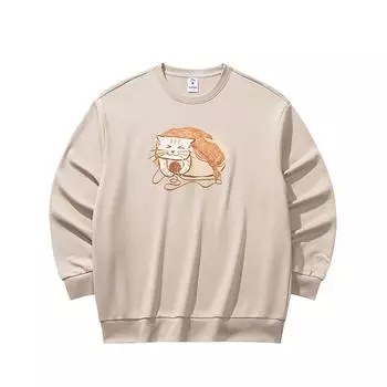 Anta Fashion Loose Simple Round Neck Animal Print Sports Casual Sweatshirt Women sweatshirt 962538704-7 XS