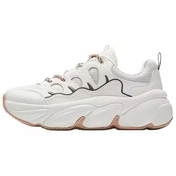 Anta Fashion Trendy Cute Claw Shoes Breathable Lightweight Increased Height Low Top Casual Shoes Women sneaker White Brown 122538880-2 36.5