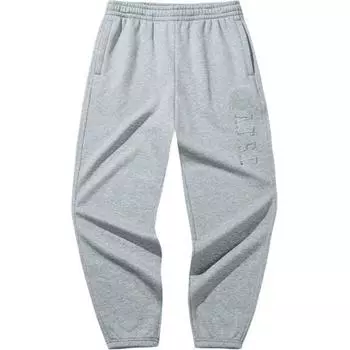 Anta Fleece Lined Thick Cuffed Mid Waist Drawstring Knitted Sports Pants Men bottoms Gray Heather-Gray 152448301N-1 M