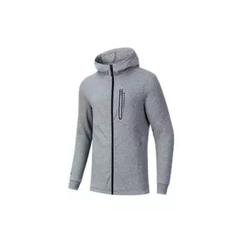 Anta Флисовая куртка с логотипом и капюшоном на молнии, мужские куртки серого цвета с рисунком-серый 952247706-1 S