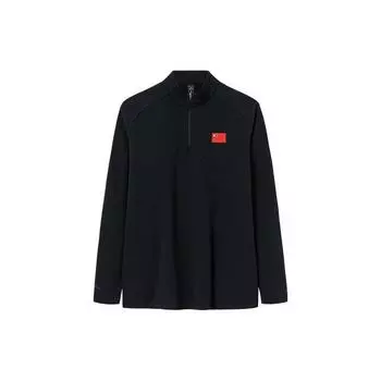 Anta Флисовая утепленная теплая трикотажная толстовка Champion All-Weather Series с полузастежкой-молнией и воротником-стойкой, мужская толстовка Basic-Black 152410401-2 M